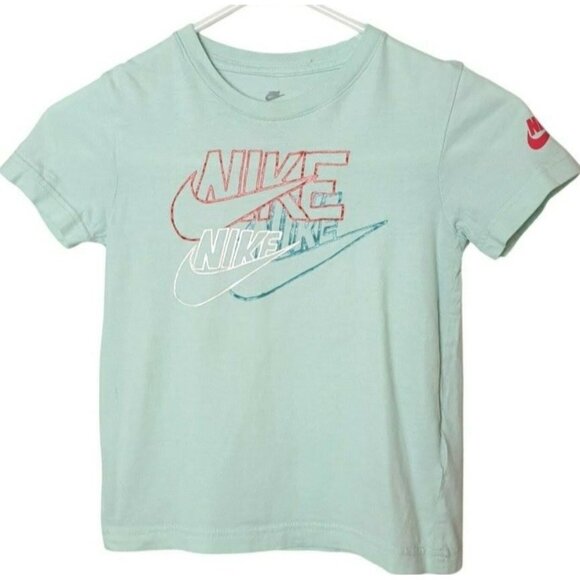 Nike Girls Tee S Mint Green Athletic Fit Triple Swoosh Logo School Sporty 5-6 yr - Picture 1 of 4
